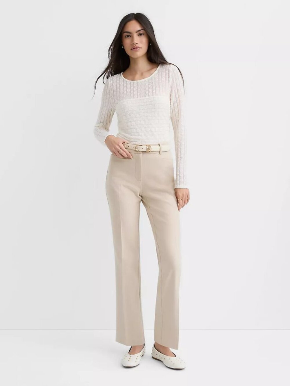 Womens Loft Parker Straight Pants in Texture Tan Multi Size 12